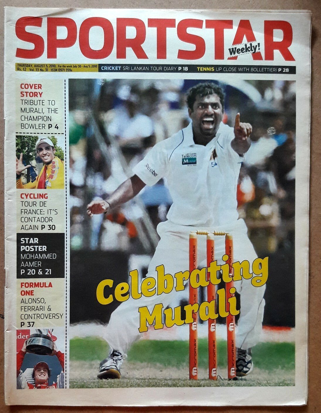 India Sportstar 2009-11 CRICKET cover issues 10” X 13” (5)