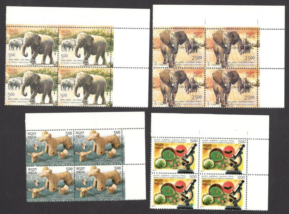 India 2011 BLOCKS OF FOUR Year pack / Year set MNH