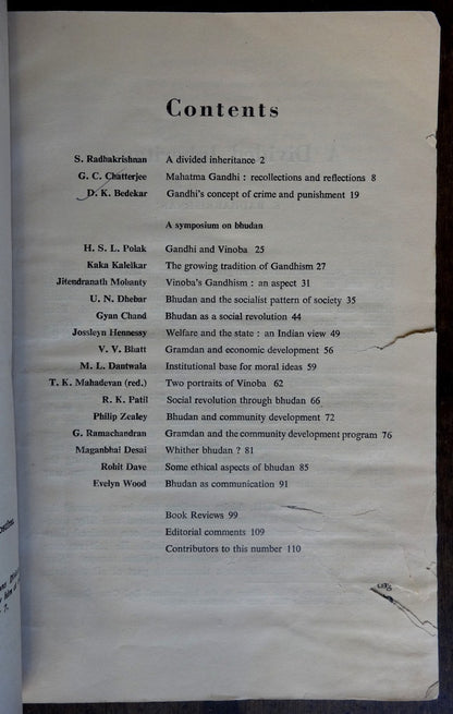 Gandhi Marg by Gandhi Peace Foundation Jan 1958 issue 110pgs India