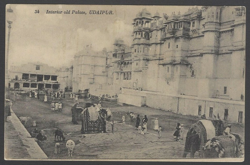 AOP India vintage postcard Interior old Palace, Udaipur
