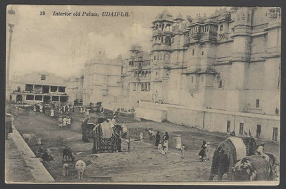 AOP India vintage postcard Interior old Palace, Udaipur