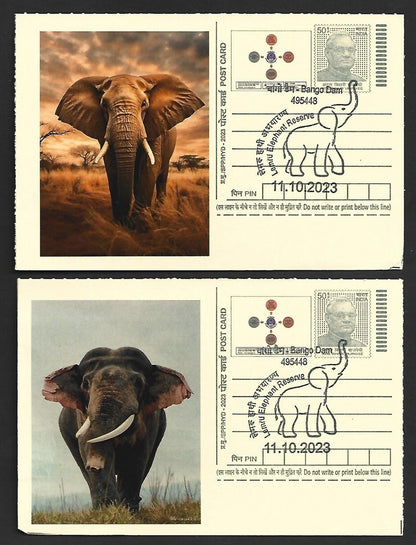 India ELEPHANTS 2023 Lemru Elephant Reserve pictorial commemorative postcards x8