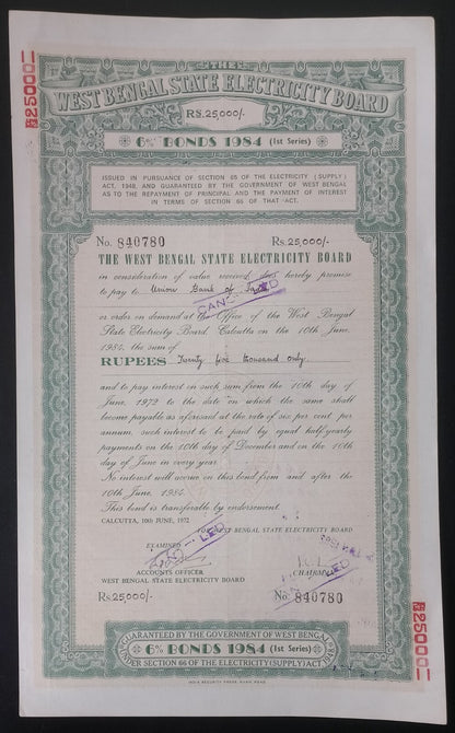 India West Bengal State Electricity Board 1984-8 BONDS upto 100000 (11)