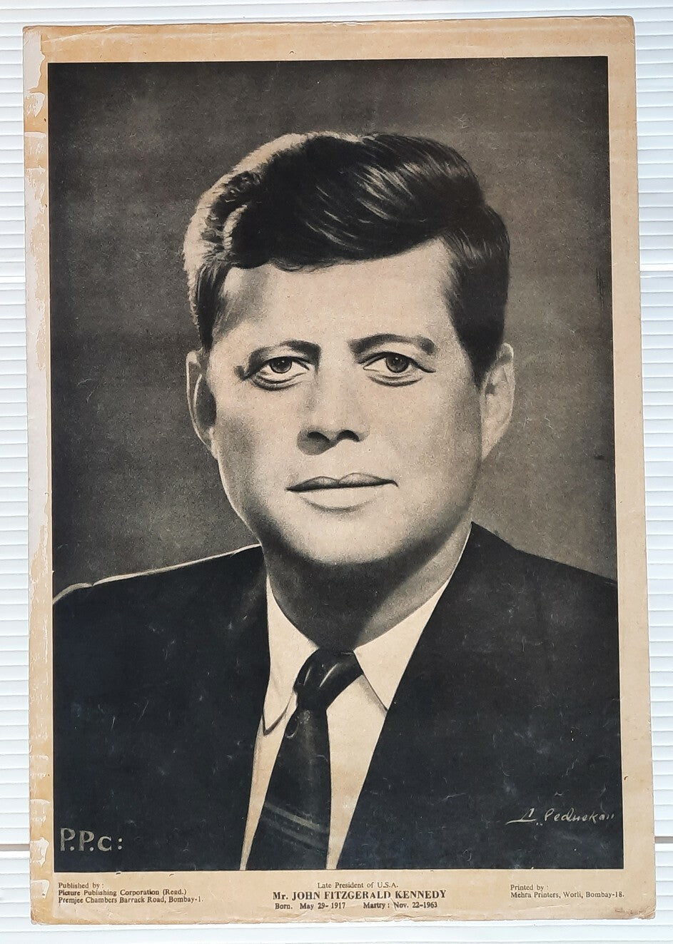AOP India MR. JOHN FITZGERALD KENNEDY 9.75" x 14.25" vintage poster
