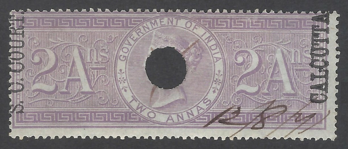 AOP India S.C. COURT CALCUTTA overprint on 1868 Special Adhesive 2a. Bft 66