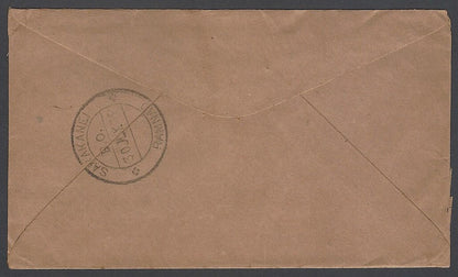AOP Malaya 1918 postage due on incoming stampless cover from India 
