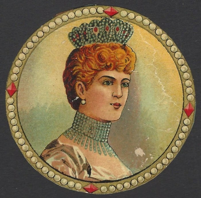 AOPIMT India vintage litho product label Queen Mary 7cm