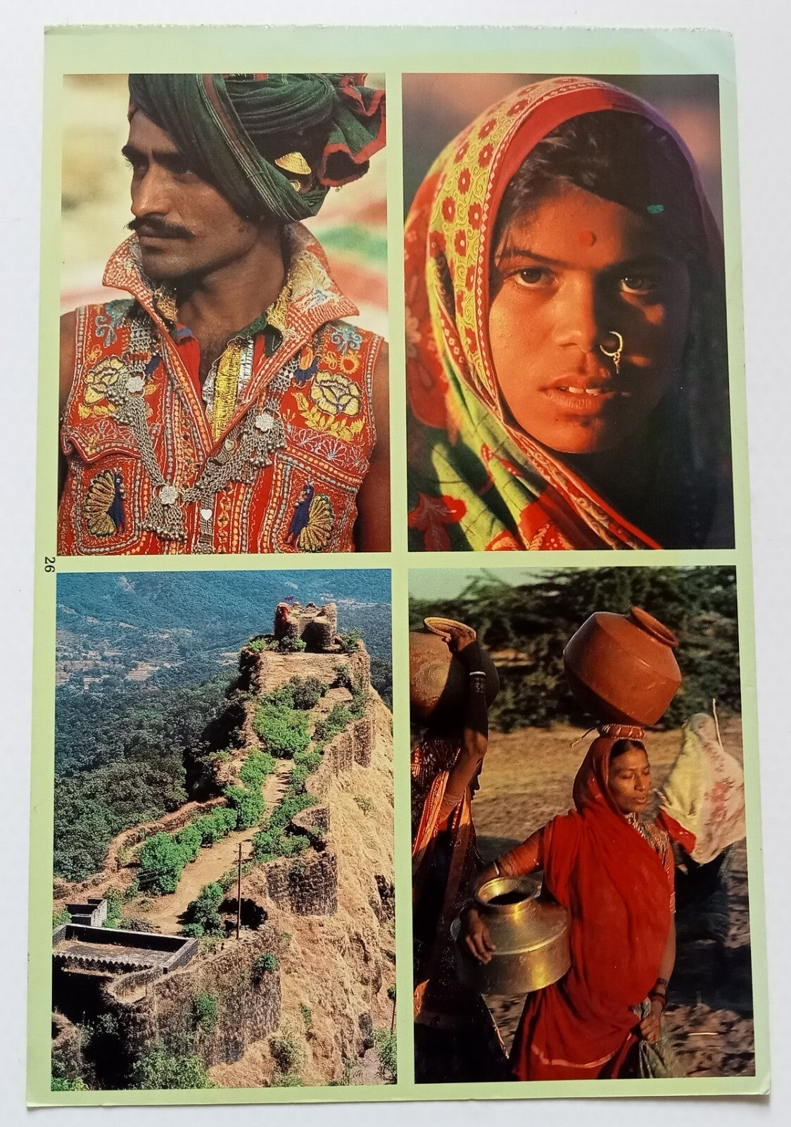(AOP) India vintage uncut blocks of 4 postcards ( 6 x 4 = 24)