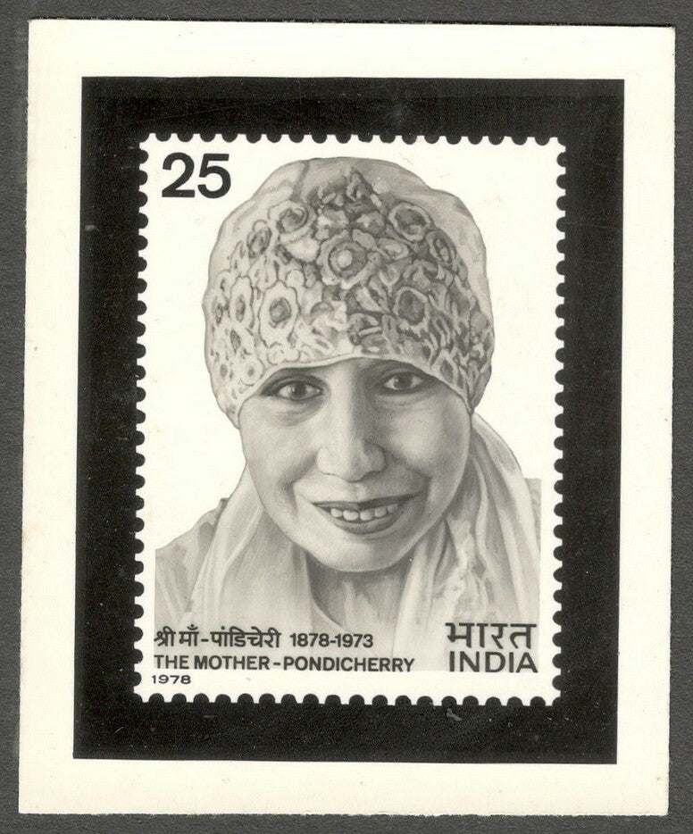 AOP India 1978 THE MOTHER - AUROBINDO - PONDICHERRY photographic proof 