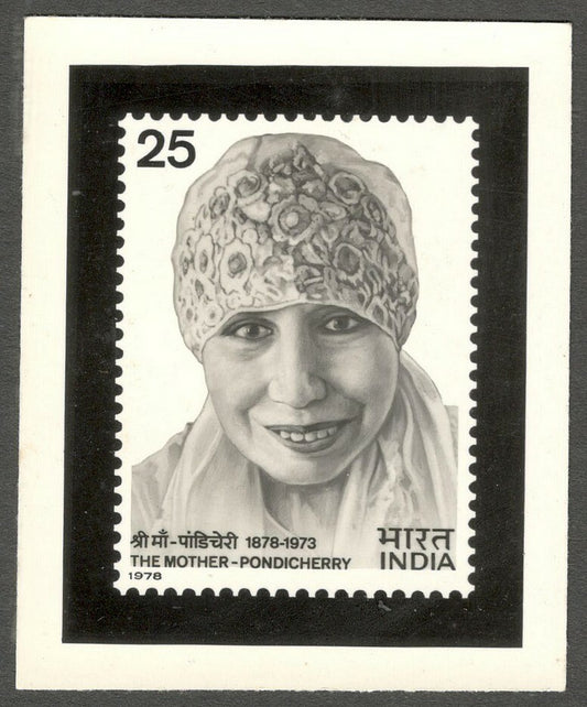 AOP India 1978 THE MOTHER - AUROBINDO - PONDICHERRY photographic proof 