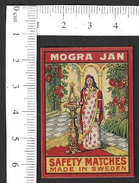 India vintage matchbox label Mogra Jan Courtesan & Dancer