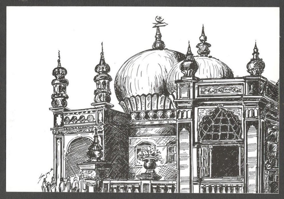 AOP India BOMBAY sketch postcard MAKHDUMSHAHBABA DARGAH