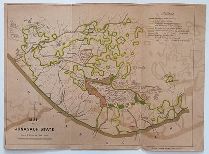 AOP India 1917 MAP of Junagadh State 33x45cm