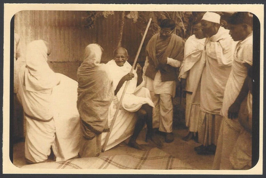 AOP India full back pictorial 50p Gandhi postal card GANDHI 