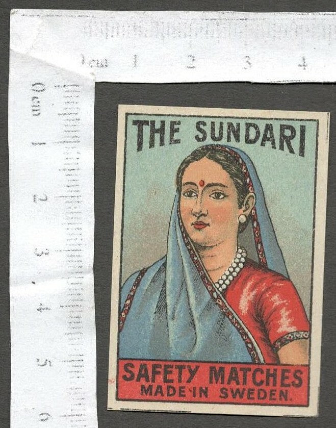 AOP India THE SUNDARI vintage matchbox label