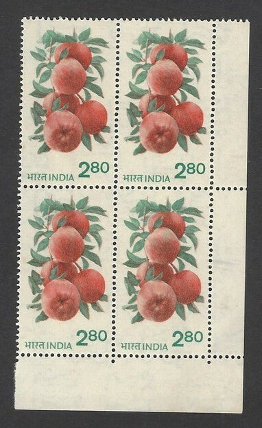 India 1979-80 280 Apples block of 4  MNH