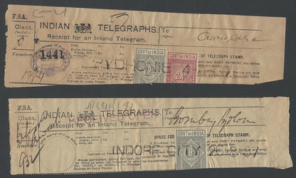 India Telegraph receipts with QV and KedVII TELEGRAPH STAMPS (6)