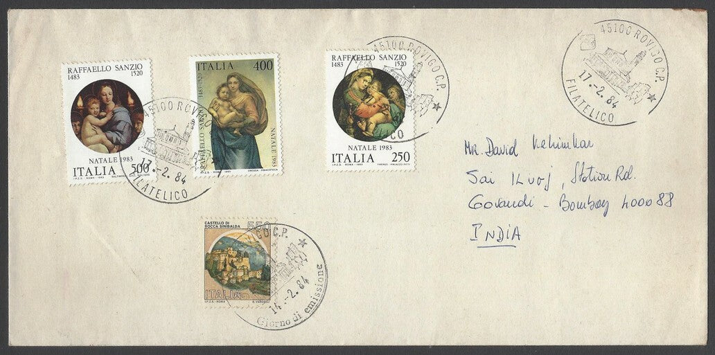 AOP Italy covers to India with commemoratives frankings (5)