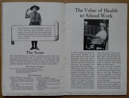 India 1930s Quaker Oats promotional booklet Cricket etc. SPORTS & YOUTH OF INDIA