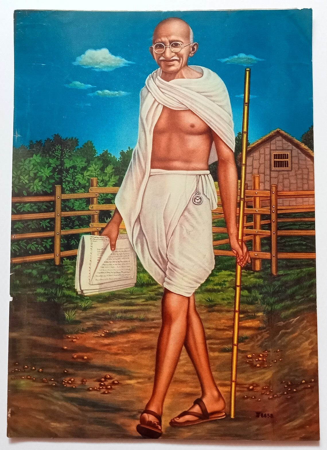 India vintage large poster GANDHI 12"x17" inches R