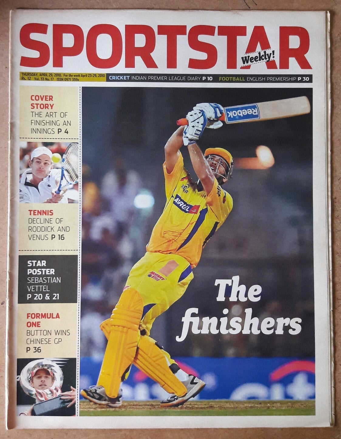 India Sportstar 2007-10 CRICKET cover issues 10” X 13” (5)