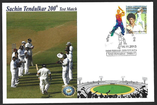 CRICKET India 2013 Sachin Tendulkar 200th Test private FDC with diecut label