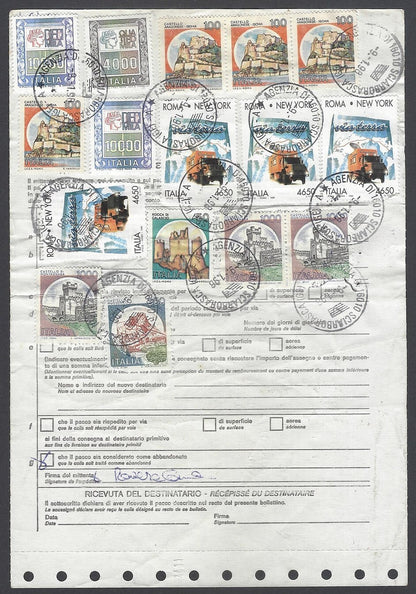 AOP Italy #2076 (4) Via Terra 4650L, etc. on parcel card to India