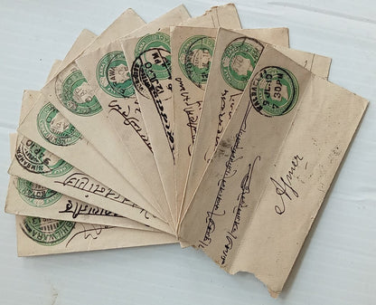 India KEdVII 1/2a green envelopes x 100 selected for condition WHOLESALE