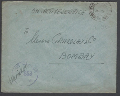 AOP India WW2 1944 On Active Service cover FPO 30 & Unit Censor F 853