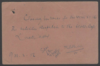 AOP British India Service Card used 1956