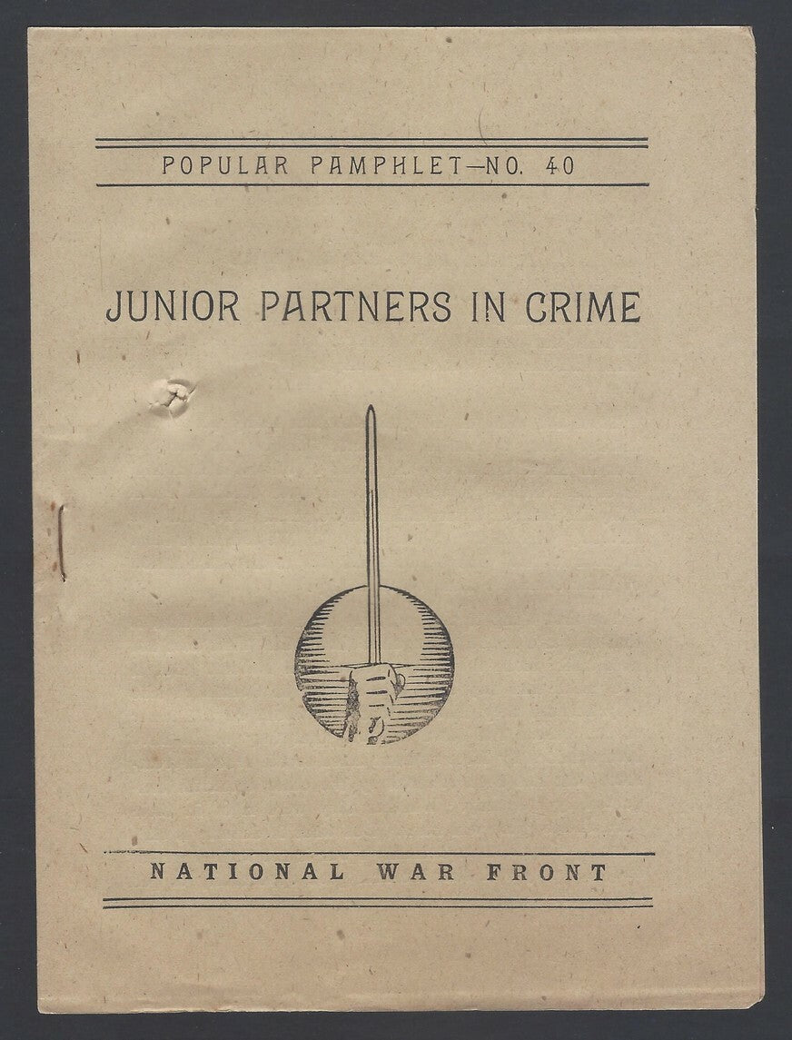 AOP India WW2 propaganda Junior Partners in Crime pamphlet