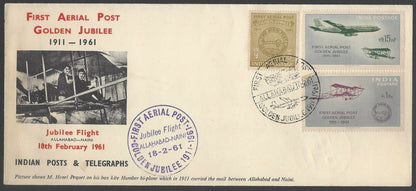 AOP India 1961 Golden Jubilee 1st Aerial Post set of 3  on FDC First Day cover