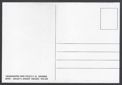 AOP India BOMBAY sketch postcard POLICE HQ