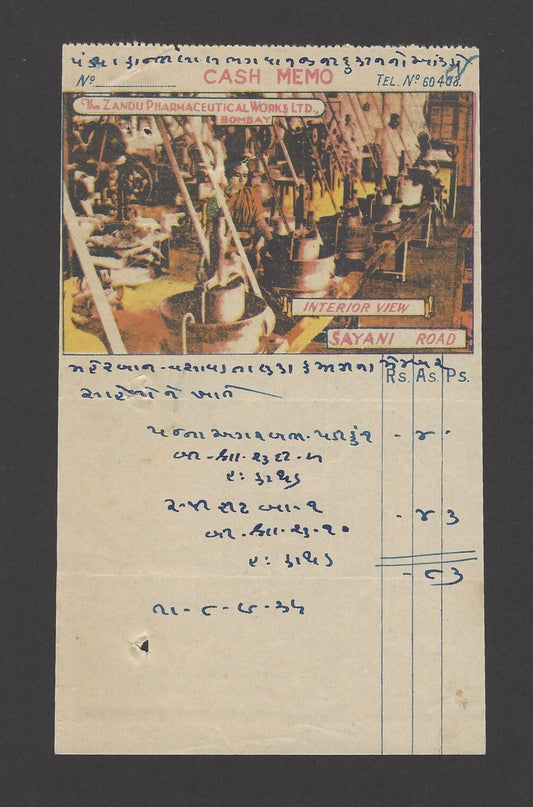 India 1935 illustrated billhead ZANDU PHARMACEUTICAL WORKS LTD, Bombay