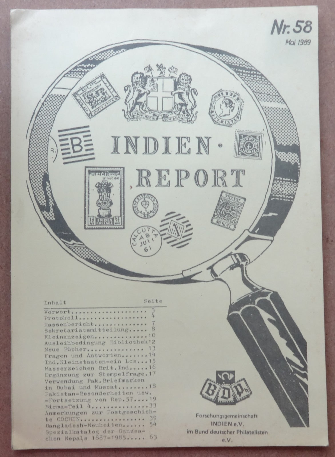 INDIEN REPORT ISC India Study Circle Germany Journal May 1989