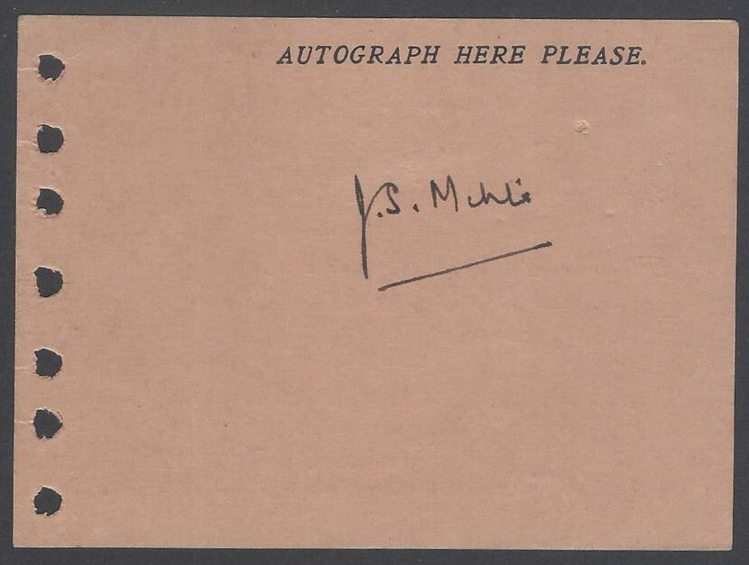 AOP India autograph card signed Jagat Singh Mehta, Foreign Secretary of India