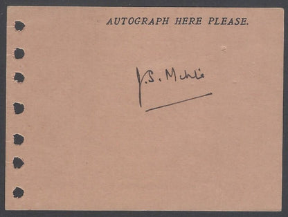 AOP India autograph card signed Jagat Singh Mehta, Foreign Secretary of India