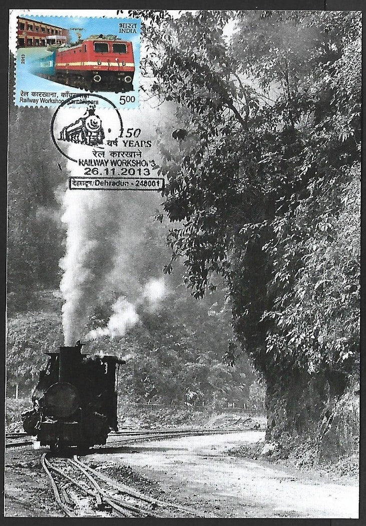 India 2013 50 Year of Railway Worshops maxi card EX-DHR Locomotive
