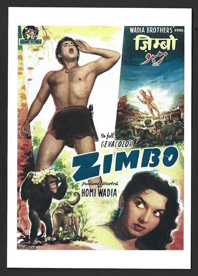India Bollywood Wadia Movietone pc showing poster of ZIMBO Chimapanzee AZAR