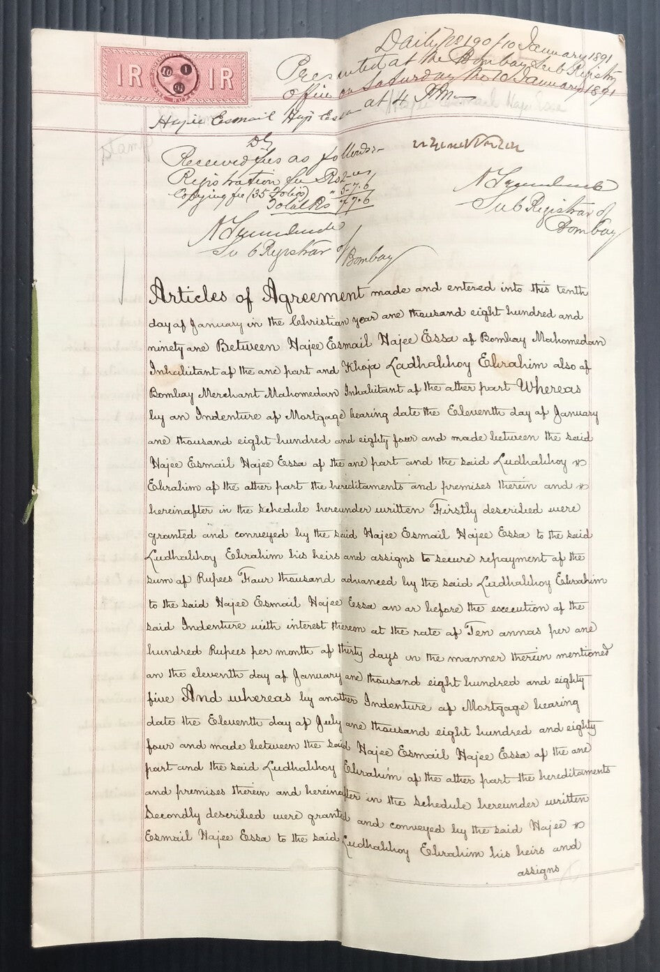 AOP India 1891 11 pages Agreement with QV Special Adhesive 1R