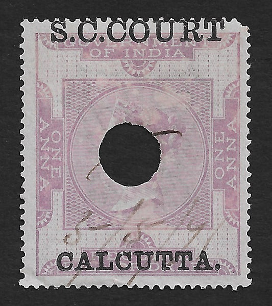 India SMALL CAUSE COURT CALCUTTA QV 1868- on QV revenue 1a used Barefoot #40