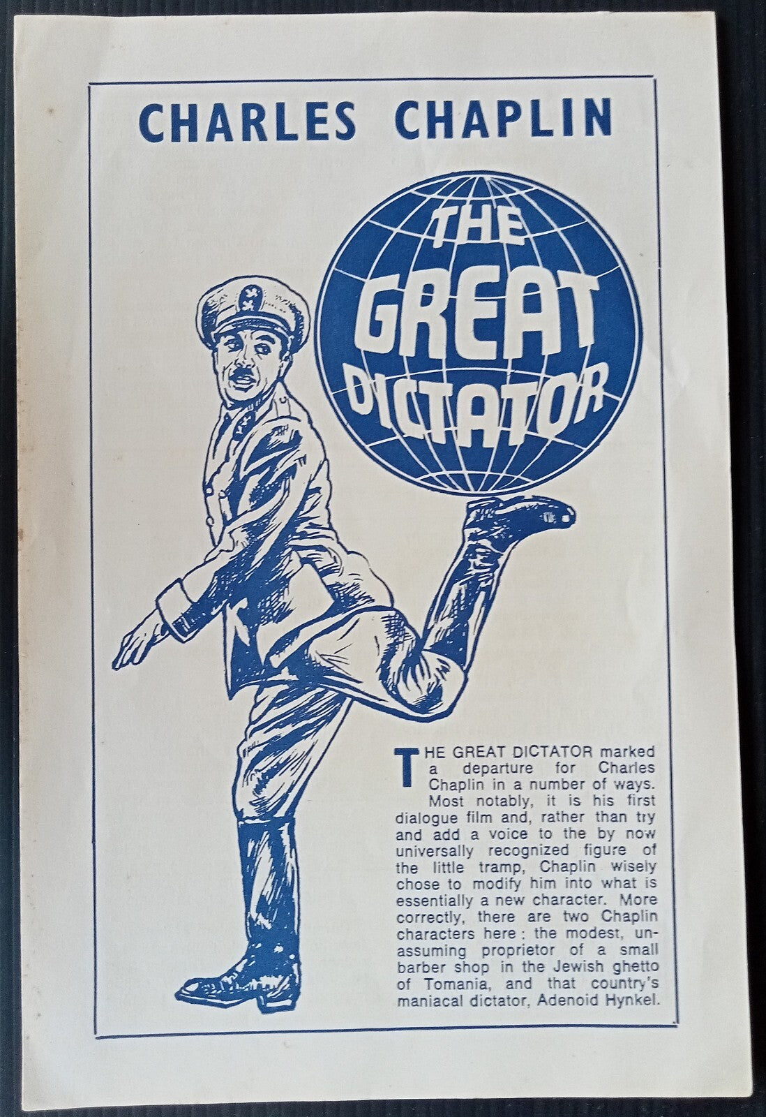 Charlie Chaplin THE GREAT DICTATOR India herald