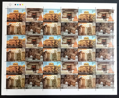India 2009 Heritage Monuments Preservation by INTACH se-tenant sheet 36 MNH