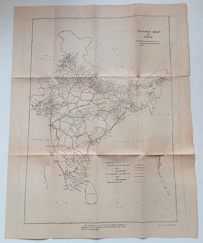 (AOP) India vintage Railway Map of India 17x21 inches