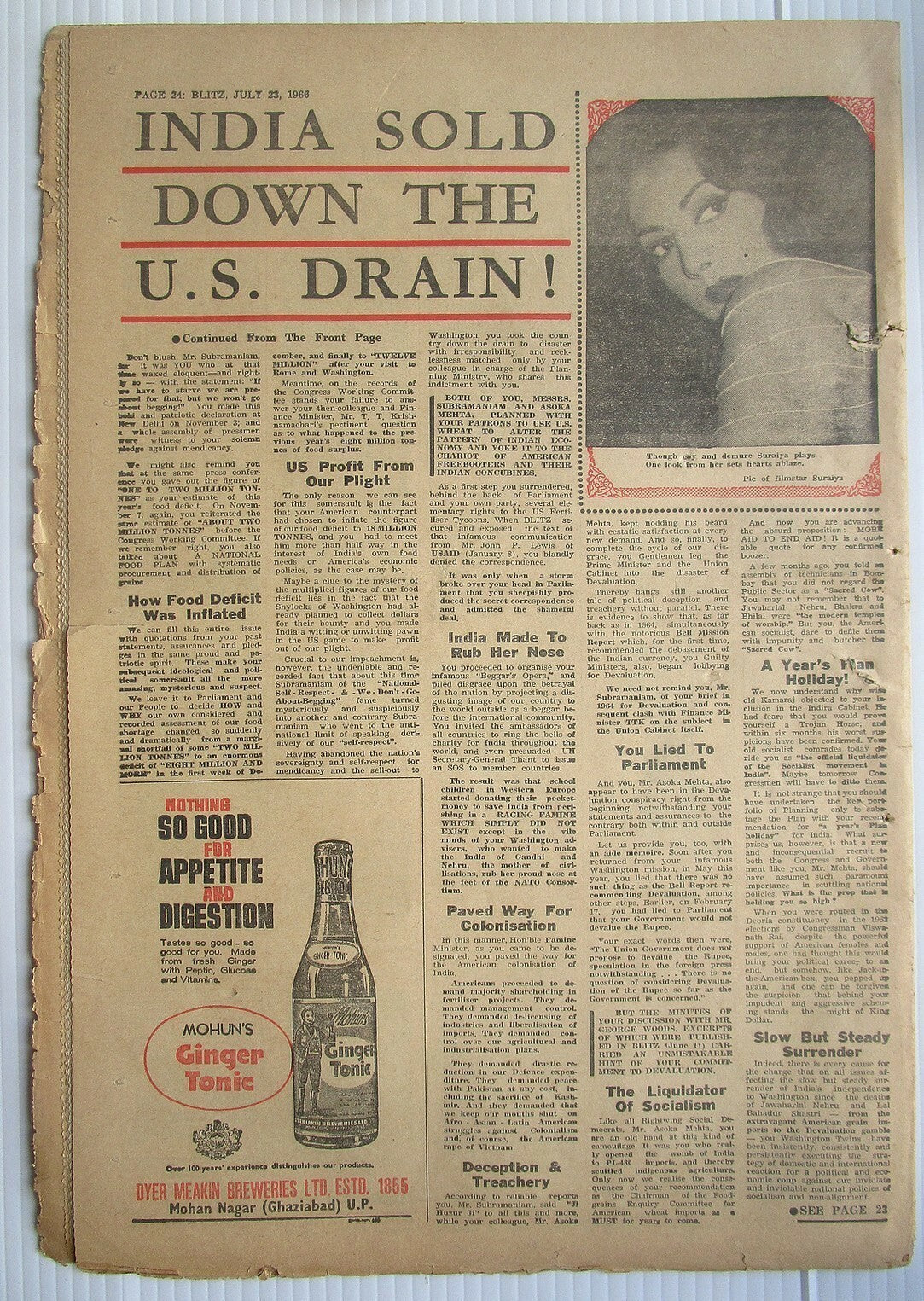India Blitz July 1956 NO PLACE FOR LIARS IN THE GOVERNMENT