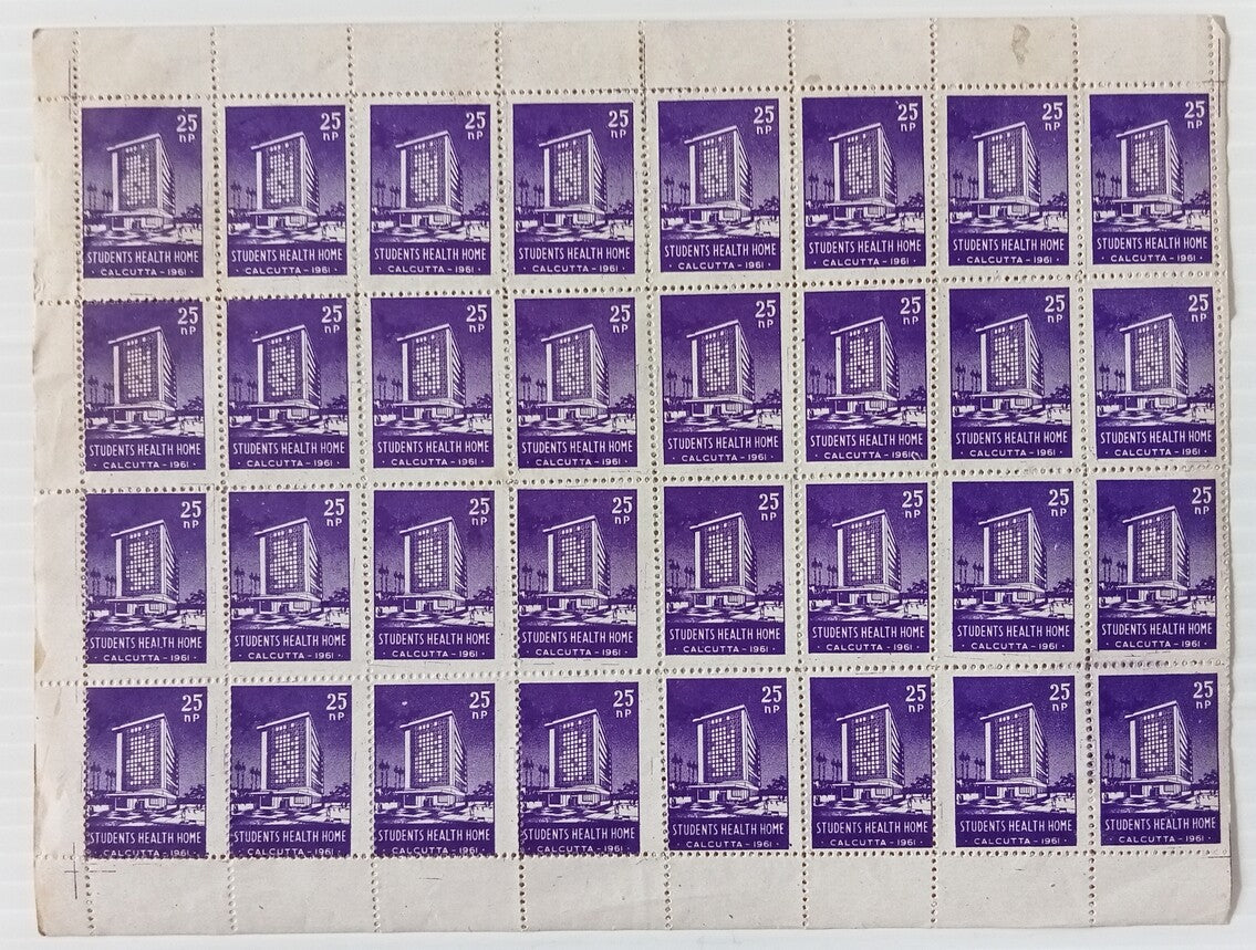 AOP India 1961 Student's Health Home, Calcutta labels sheet of 32 MNH
