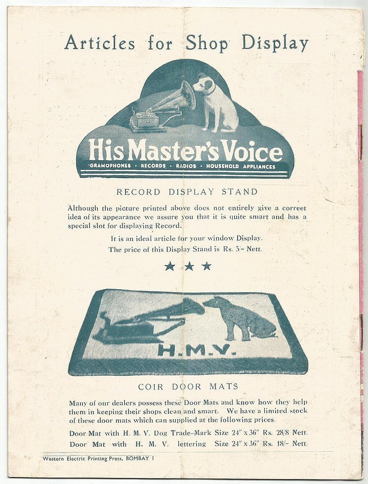 HMV ADVANCE INFORMATION Oct 1951 Bollywood magazine Shokhian cover - India