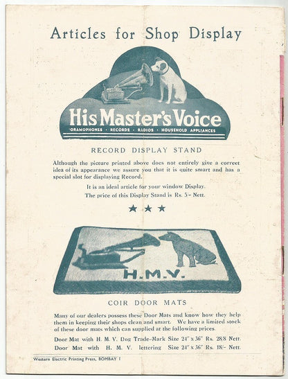 HMV ADVANCE INFORMATION Oct 1951 Bollywood magazine Shokhian cover - India