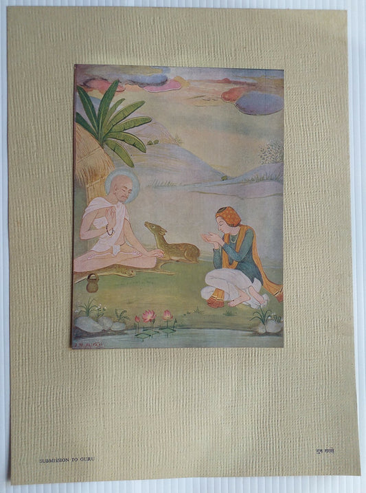 India vintage print SUBMISSION TO GURU by J. M. AHIVASI