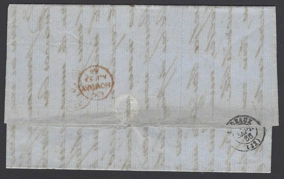 India 1866 stampless Bombay to France GB/LF 62 4/10c accountancy mark FA BOMANJE